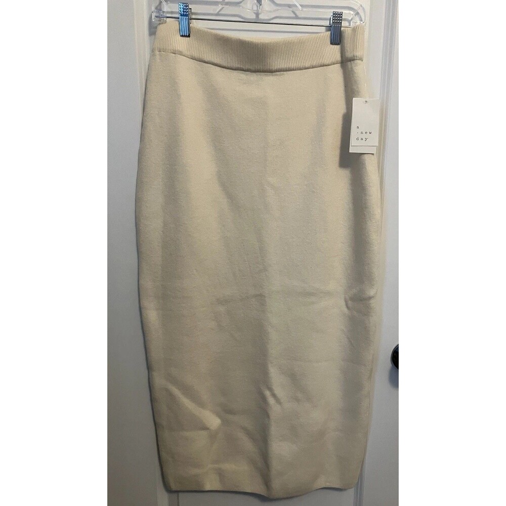 A New Day Boucle Sweater Pencil Skirt, Womens Medium, Cream Color New Fall